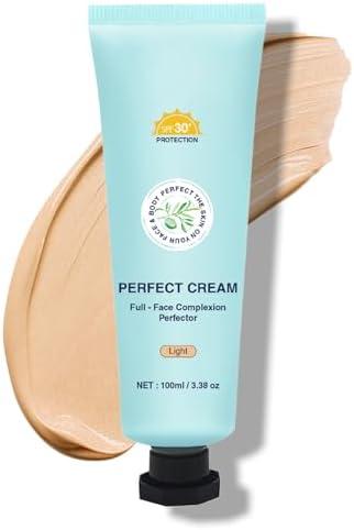 3 Pcs Shimmery Body Coverage Perfector Waterproof CC Cream with SPF 30 - Full Coverage body Makeup with Glow, Transfer-Resistant & Long-Lasting Skin Tint, Broad Spectrum for Face & Body (Light)