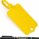100pcs Blank Plastic Tags for Labeling Reusable Hanging Tags Ties Key Tag Storage Labels Waterproof Plastic Mark Label Writable Hang Sign with One Marker Pen (Yellow)