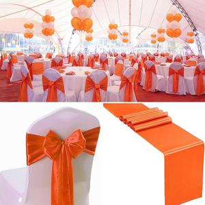 100 PCS Satin Chair Sashes Decorative Bow Satin Chair Sashe Ties Back Ribbon Bows Chairs Cover Band for Wedding Birthday Party Ceremony Reception Events Banquet Home Kitche Decor(7x108inch, Orange)