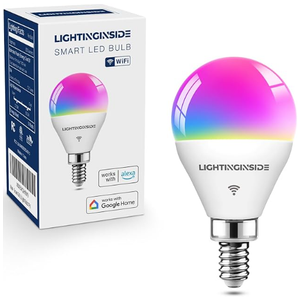 Lightinginside E12 Smart Light Bulbs 50W Equiv., G16.5 RGBCW Candelabra Chandelier Ceiling Fan Smart Bulb Works with Alexa/Google Home/Smart Life, 5W 550LM, 2.4G WiFi Bluetooth Bulb, ETL Listed, 1PC