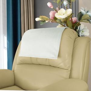 Soft Velvet Non Slip Recliner Headrest Protector, Headrest Cover for Recline Chair,Lazy Boy Headrest Cover, Head Protector for Sofa,Theater Seat, Home & Office Chair 17x27, Ivory