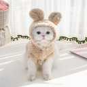 Selena Cat Bunny Ears Costume Cute Dog Kitten Hoodies Sweater Rabbit Ears Puppy Pet Apparel (Small,Beige)