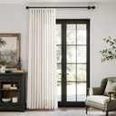 Natural 60 Inch Width Pinch Pleated Linen Curtains 90 Inches Long for Living Room Extra Wide Cream Boho Curtain Memory Shape Light Filtering for Bedroom Large Windows Hooks Rings 1 Panel 60x90