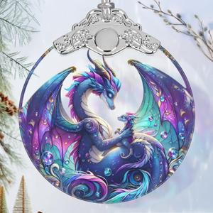 Stained Glass Suncatcher Ornament - Dragon Christmas Decorations - Christmas Ornaments for Tree - Holiday Present Ideas - Gift Exchange