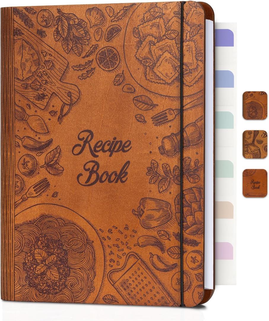 Woodcover Blank Recipe Book to Write in Your Own Recipes, Recipe Binder for Handwritten Recipes, Thoughtful Blank Recipe Book, Recipe Journal Gift, Cook Books Blank, Recipe Holders, Spaghetti Version