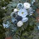 Faux Flower Swag Set of 2 for Wedding Welcome Signs Floral Swag Wedding Reception Ceremony Signs Decor (Blue)