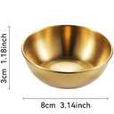 12 Pack Stainless Steel Sauce Dishes, Gold Mini Saucers Bowl Round Seasoning Dishes Sushi Dipping Bowl Appetizer Plates, 3.15inch