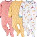 Gerber Baby Girls' Toddler Fleece Footed Pajamas 3-pack, 12 Months