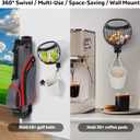 Biondolia 360 Swivel Wall Mount Golf Ball Storage Rack for Garage with Accessories Bag, Wall Mount Coffee Pod Holder Wire Basket for K Cups, Space-Saving Golf Ball Organizer Storage for Home, Clubs