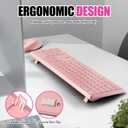 Wireless Silent Keyboard Mouse Combo, Ultra-Slim USB Keyboard Silent Mouse Set, Water-Dropping Keycaps, 12 Shortcuts, 2.4GHz Wireless Connection for PC Laptop Windows XP/7/8/10, Vista, Mac (Pink)