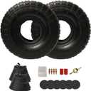 Set of 2 4.10/3.50-4 Tire and Inner Tube 10" Heavy Duty Tire and Tube with TR-87 Bent Valve Stem for Hand Truck,Wheelbarrow,Trolley, Dolly,Garden Wagon,Cart Wheel Replacement