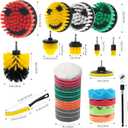 32 Pack Drill Brush Attachments Set Scrub Pads Sponge Buffing Pads Crevice Cleaning Brush for Home Bathroom Car Kitchen Corners Sink Stubborn Stains Tiles Car Polishing Kit