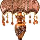 European Style Table Lamp Victorian Style Resin Desk Lamp with Fabric Shade and E27 Bulb Tiffany European Style Lamp for Bedroom Living Room Office Study