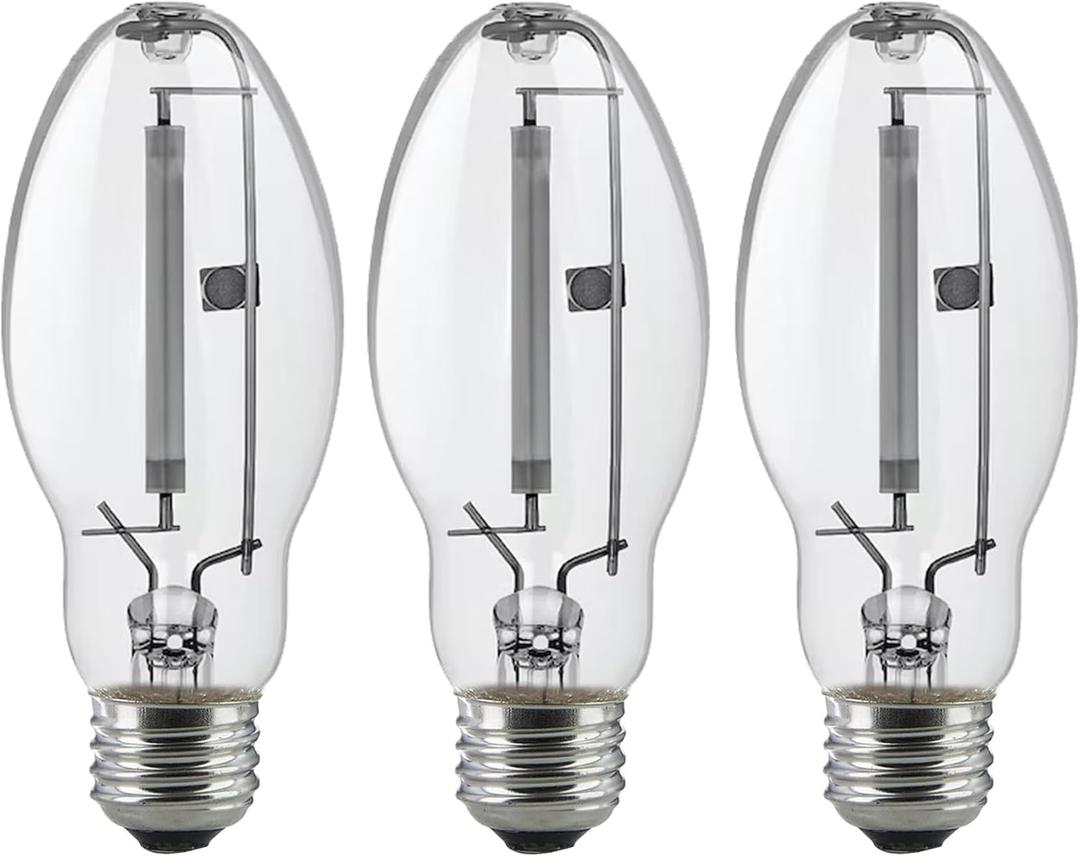 3 Pack LU150/MED 150W High Pressure Sodium Light Bulb ED17 Medium Base Clear Bulb (E26 Base) ANSI Code S55 15000 Lumens 2100K 20000 Hours