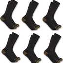 Carhartt Men's SC1156M Midweight Crew Sock 6-Pack (X-Large, Black)