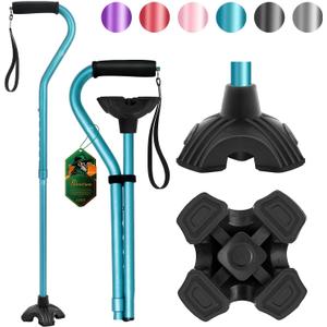 BeneCane Walking Cane Adjustable Cane with Offset Soft Cushioned Handle for Men & Women Lightweight Comfortable Extra Stability Base Mobility Aid for Men Women and Seniors (BLue)