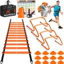 MUROZA Agility Ladder, Agility Speed Training Equipment Set, 20ft Speed Ladder, 12 Soccer Cones, 4 Hurdles, Jump Rope, Running Parachute, Soccer Football Basketball Training Equipment Accessories
