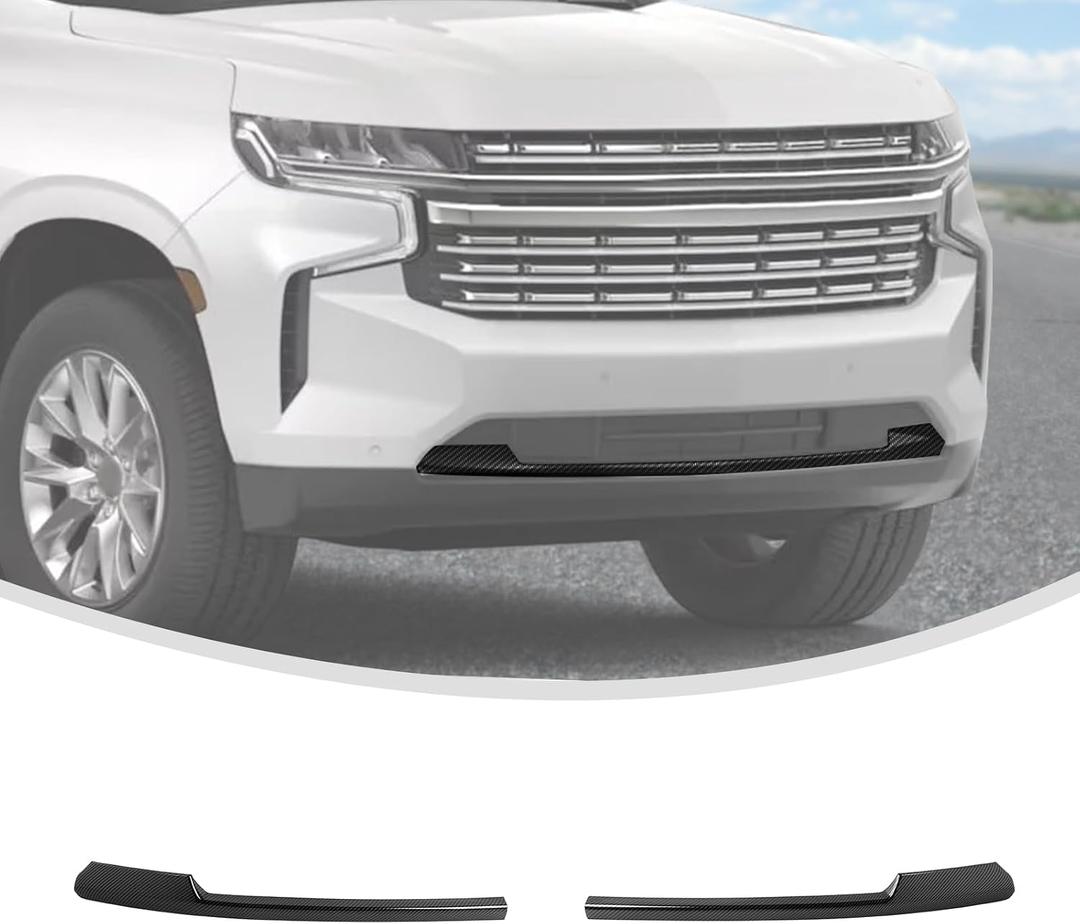 Linskip Front Bumper Lip Vent Trim Compatible with 2021-2024 Chevy Suburban & Tahoe, Carbon Fiber Black Front Lower Grille Molding for Suburban Exterior Accessories
