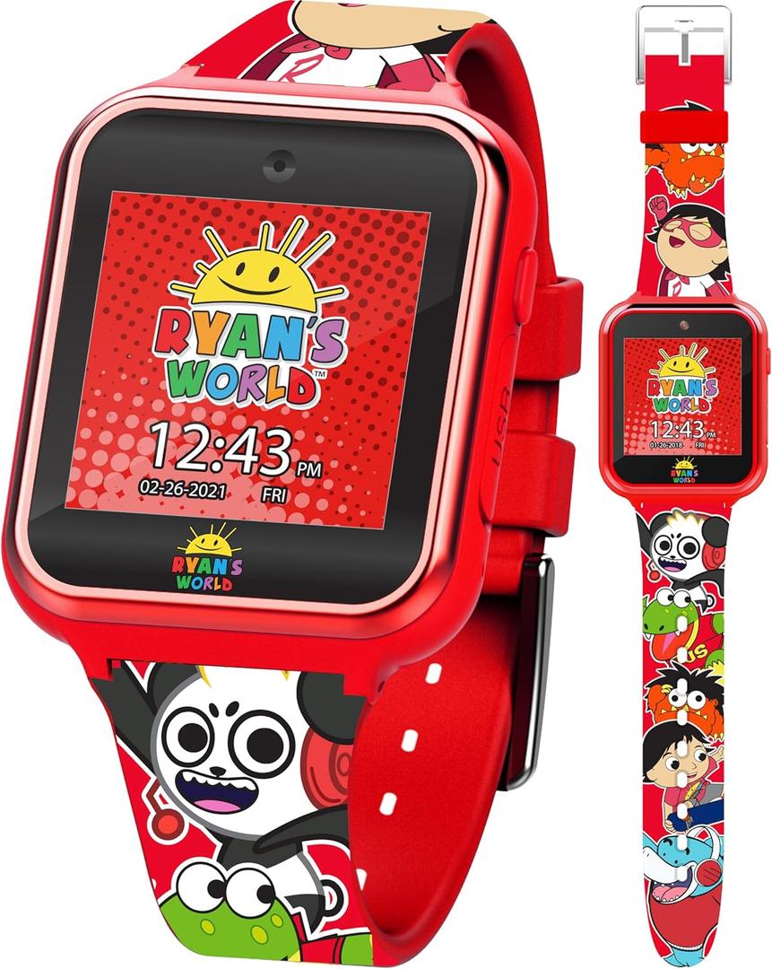 Ryans World Kids Smart Watch with Touchscreen Games Camera Voice Recorder Pedometer LED Display & Learning Tools  Adjustable Silicone Strap Fits Wrists 5.5" to 8" (Multi)
