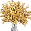 Baby's Breath Artificial Flowers 8 Bundles Real Touch UV Resistant Fake Flowers Silk Faux Flowers for Vase Home Office Wedding DIY Floral Indoor Outdoor Centerpiece Table Decoration (Gold)