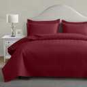 Maple&Stone Quilt Set Queen Size, Burgundy Lightweight Bedspread Ultrasonic Chevron Pattern Light Coverlet for All Season Comforter Bedding Decor - 3 Piece Queen Bed Cover Sets (Full/Queen (90'' x 96''))