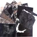 Natural Cowhide Leather Squares, Mixed Colors Hair-On Hide, 6 * 6 Inch, Pack of 10 (Black (12 x 12))