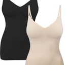 Euyzou Womens Tummy Control Shapewear Tank Tops Seamless V-Neck Compression Tank Tops Body Shaper Camisole, Small