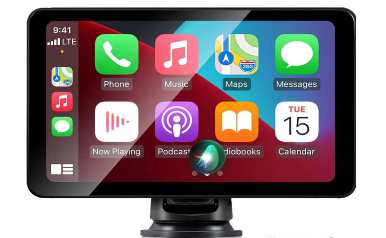 Wireless Apple Carplay Screen for Car, 7" HD Touch Screen Portable Car Stereo for Carplay & Android Auto