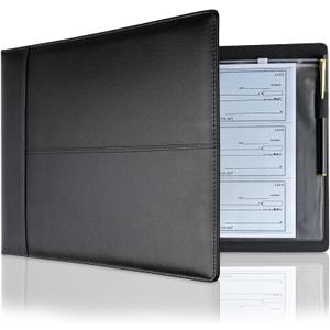 Professional 7 Ring Business Checkbook Binder, Premium PU Leather Organizer for 3-On-A-Page Checks, Perfect for Business and Personal Finances, Fits 9x13 Inch Sheets, 600 Check Capacity