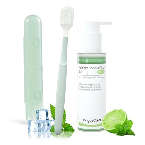 Tongueclear Soft Oral Cleaner & Gel Kit | Silicon Oral Mucosal Cleaner with Air Bag | Mouth Odor Eliminator | Fresh Mint (Set of 1)