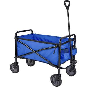 Amazon Basics Collapsible Folding Heavy Duty Utility Wagon for Outdoor Sports, 265 pounds Weight Capacity, Camping, Garden, and Shopping, 27.6 x 40.9 x 20 inches, Blue