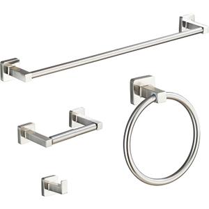 Brushed Nickel Bathroom Hardware Set 4 Pieces,Bathroom Accessories Set Stainless Steel Wall Mounted, Hand Towel Bar, Towel Ring, Robe Towel Hooks,Toilet Paper Holder,Towel Bar Set, 23.6 Inch