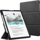 MoKo Stand Case for 11" Kindle Scribe 3rd& Colorsoft 2025, Black | Premium Leather Trifold Stand Cover with Pen Slot, Auto Sleep/Wake,Water Proof