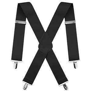Suspenders for Men and Women - 2 Inch Wide X-Back Adjustable Elastic for Work, Heavy Duty 