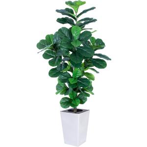 Fiddle Leaf Fig Tree, 5ft Tall Fake Silk Tree in White Planter, Faux Floor Plants with 108 Fiddle Leaves, Artificial Plants for Home Office Decor Indoor
