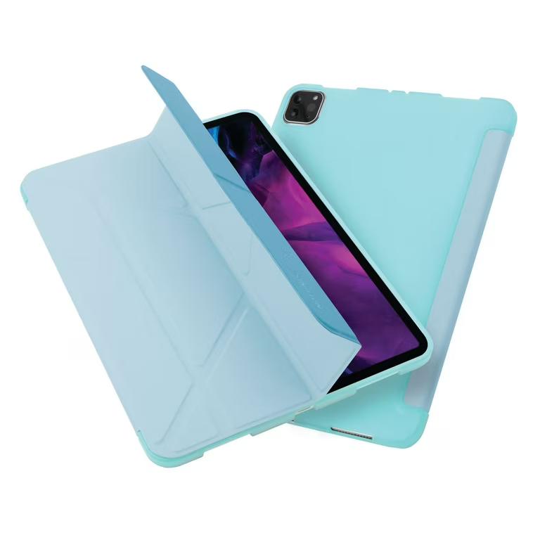 Insten - Silicone Soft Tablet Case Compatible with iPad Pro 11" 2020, Multifold Stand, Magnetic Cover Auto Sleep/Wake, Pencil Charging, Light Blue