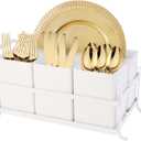 Silverware Caddy Metal Utensil Holder for Party Countertop Silverware Utensil Caddy Cutlery Flatware Organizer for Spoons Forks Plates Napkins White