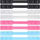Ear Savers for Masks - Mask Holders to Protect Ears, Mask Straps for Back of Head, Face Mask Extender Strap, Mask Hooks Behind Head (8pcs, Multicolor) (Black, Transparent, Pink, Blue)