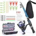 Leo Light Weight Kids Fishing Pole Telescopic Fishing Rod and Reel Combos with Full Kits Lure Case and Carry Bag for Youth Fishing and Beginner 130CM (Rod and Reel Combos with Full Kits and Carry Bag)