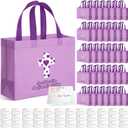 SilTriangle 36 Pcs Purple Christian Gift Bag with Cross & Card, 10"x 8" Non Woven Reusable Religious Church Welcome Tote Bag Bulk with Handle for Baptism Bible First Communions Thanksgiving Xmas