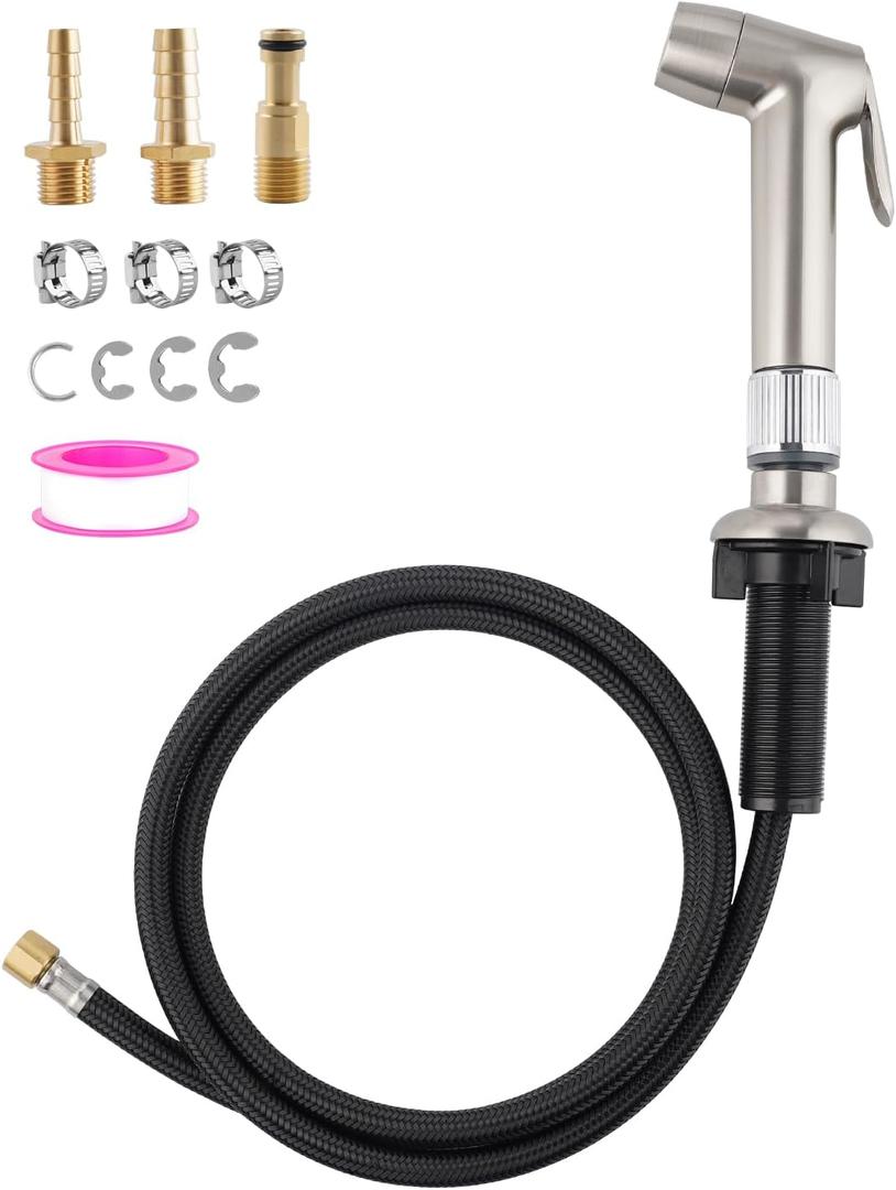 2 Function Kitchen Sink Side Sprayer with Water Flow Restrictor Compatible with Moen/Delta Faucet Sprayer Replacement, Kitchen Faucet Sprayer Attachment with Water Hose, Brushed Nickel