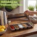 Ferrochef 6 Compartments Stainless Steel Chilled Condiment Tray, Garnish Tray with 6 Removable Compartments, Chilled Condiment Dispenser with Lid, Fruit Serving Containers