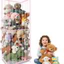 Stuffed Animal Storage, Metal Tube Extra Large Toy Storage Organizer with Brake Wheels, Stuffed Animal Holder Zoo Organizer for Nursery Playroom Kids Room Pink(61 x 23.6x 16.5)