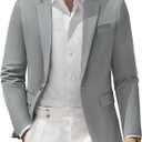 Vssjavun Blazer for Men Casual Suit Jackets Lightweight Sport Coat One Button Slim Fit Suits (Gray, L)