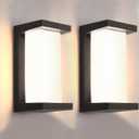 wowlite Outdoor Wall Lights for House 2 Pack, LED Exterior Lighting Fixtures 3 Colors Changeable, Matte Black Outdoor Sconce Lights, IP65 Waterproof Front Porch Light for Garage Garden Patio