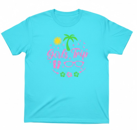 Girl's Trip for Women Shirt Girls Trip Vacation Summer Novelty Travel Shirt Unisex Short Sleeve T-Shirt, Size L