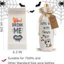 2 x 1Pcs Ghouls Night Gifts Wine Bag,Halloween Wine Bag,Happy Halloween Gifts Party Decorations for Women Menwith 1Pcs Kraft Blessing Cards and natural jute rope