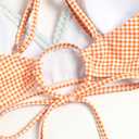 ZAFUL Women's V Neck Bikini Set High Waisted Swimsuits Lace Up Bow Decor Cheeky Two Piece Bathing Suit (Orange, M)