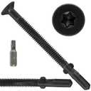 FMhotu #14 x 3-1/4" Trailer Deck Screws, Self-Tapping Sheet Wood Metal Screw, 161Pcs T25 Star Bits Reamer Tek Screws for Trailers, for Attaching Wood to Steel(Black)