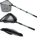 RESTCLOUD Fishing Landing Net with Telescoping Pole Handle, Fishing net Freshwater for Kids Men Women, Extend to 40-63 Inches